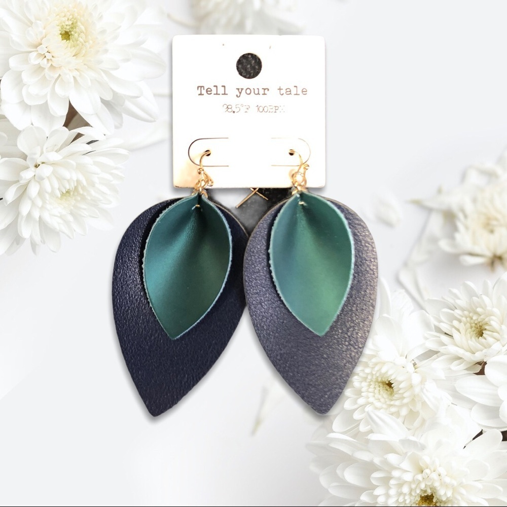 5/$20 blue/green layered teardrop earrings
